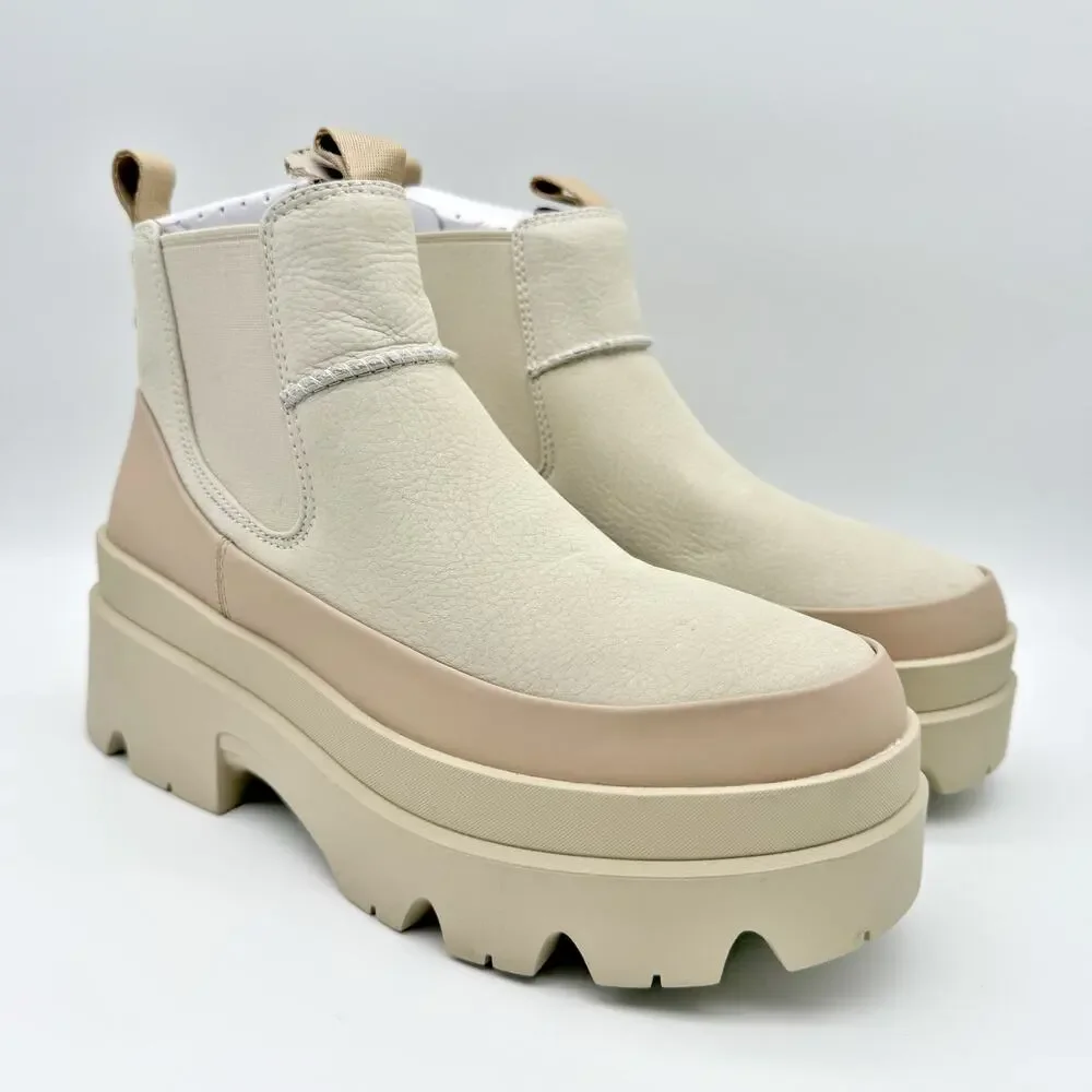 UGG Womens Brisbane Chelsea Boots US 9 EU 40 Cream Cowhide Leather EUC